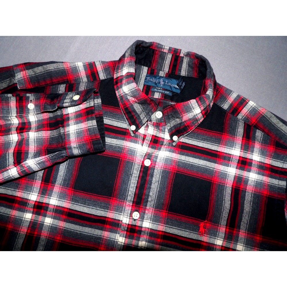Polo Ralph Lauren Classic Fit Long Sleeve Plaid Flannel Button Up Shirt Men's XL